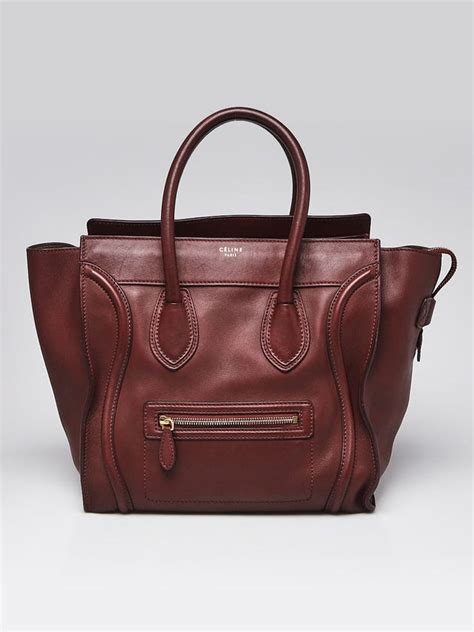 celine mini burgundy smooth calfskin|CELINE Authentic Mini Luggage Tote Bag: Smooth Burgundy .